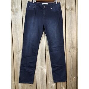 Woolrich Women's Dark Wash Stretch Jeans Size 12 🔥 Mid Rise Straight Leg Denim